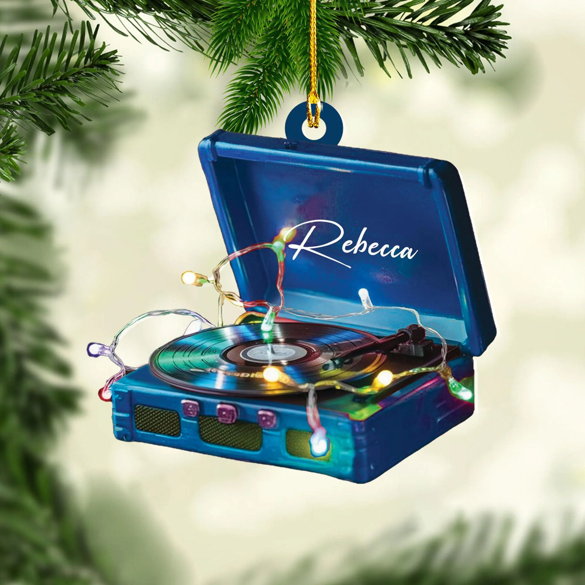 Personalized Retro Record Christmas Gift - Custom Music Ornament - Image 3