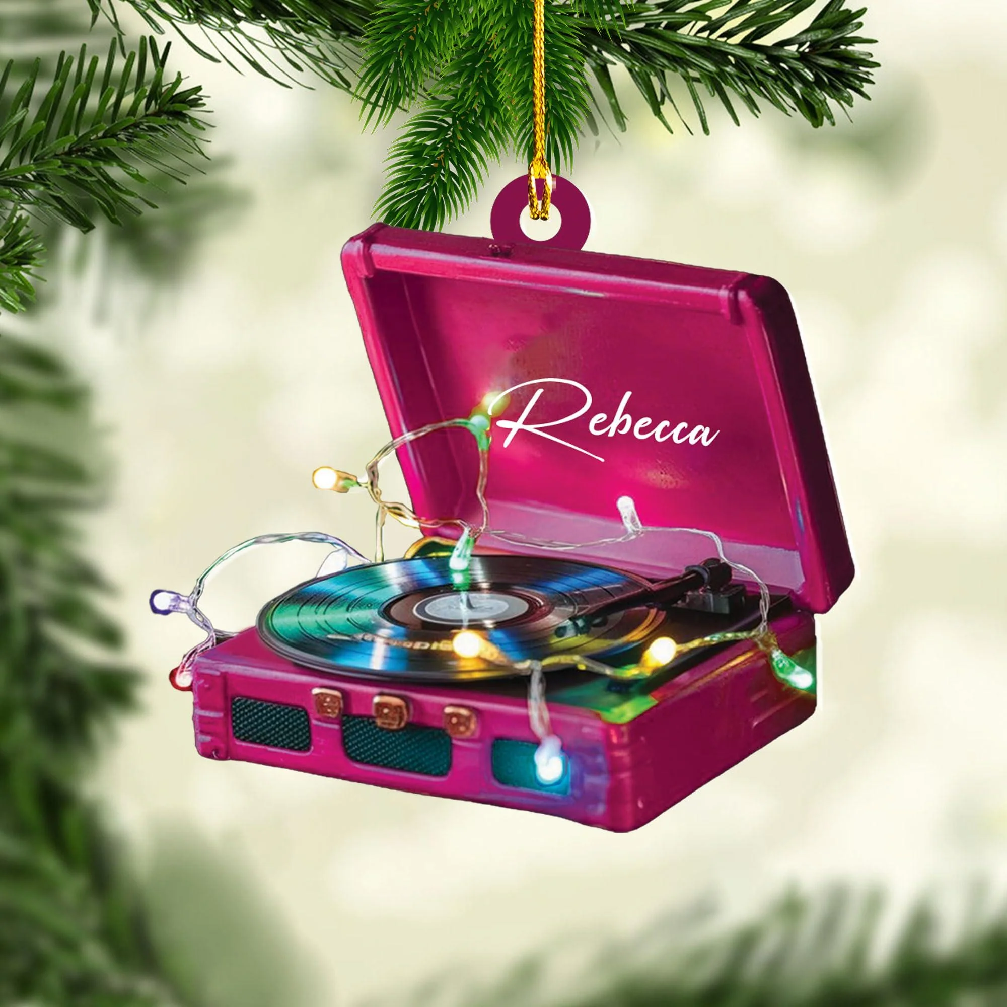 Personalized Retro Record Christmas Gift - Custom Music Ornament - Image 4