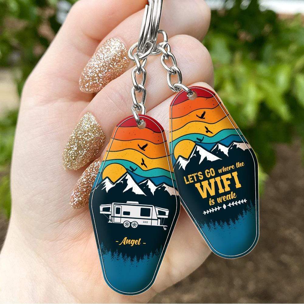 Personalized Retro Sunset Camping Keychain Custom RV Camping - Image 4