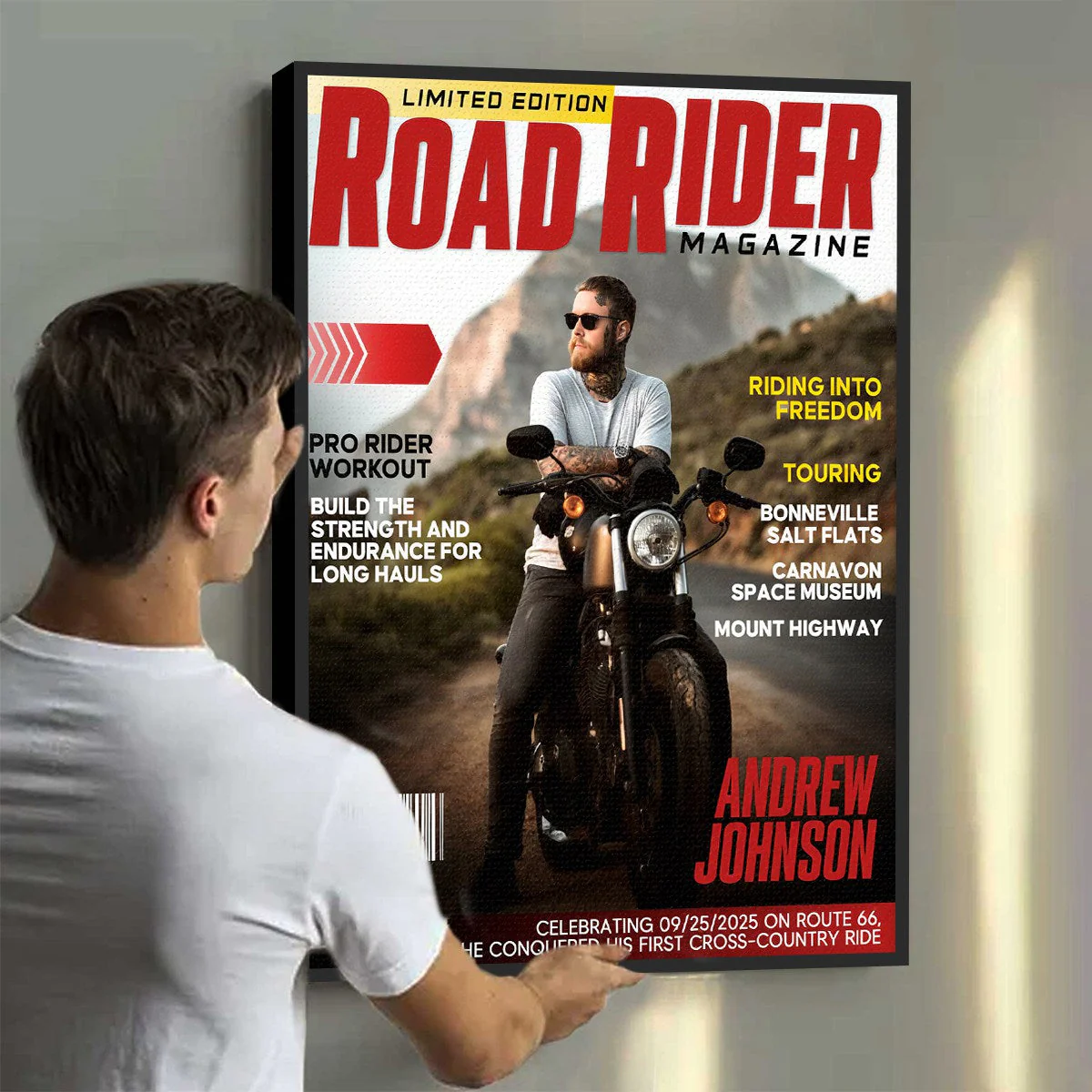 Personalized Road Rider Magazine Cover, Motorcycle Magazine Canvas, Motorcyclist Photo Canvas, Gift For Rider - Image 4