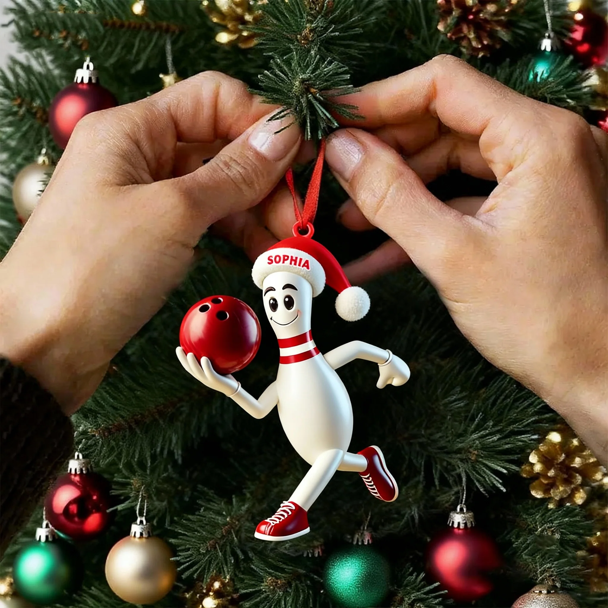 Personalized Running Bowling Ornament Bowling Lover Christmas Gift - Image 3