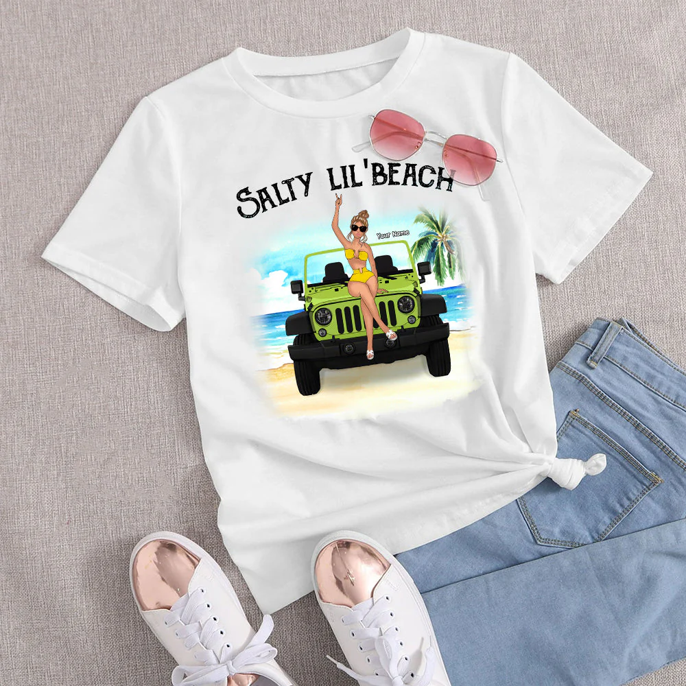 Personalized Salty Lil' Beach Girl T-Shirt - Image 2