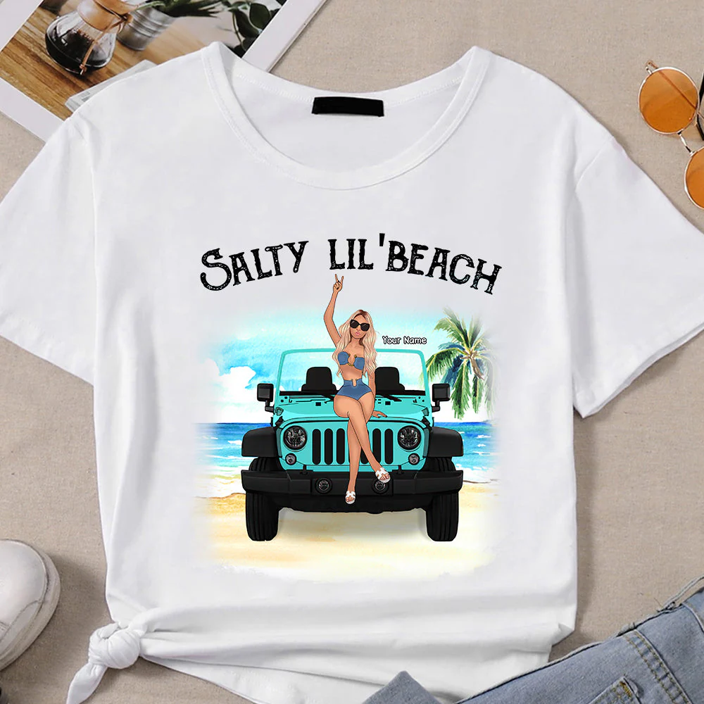 Personalized Salty Lil' Beach Girl T-Shirt - Image 3