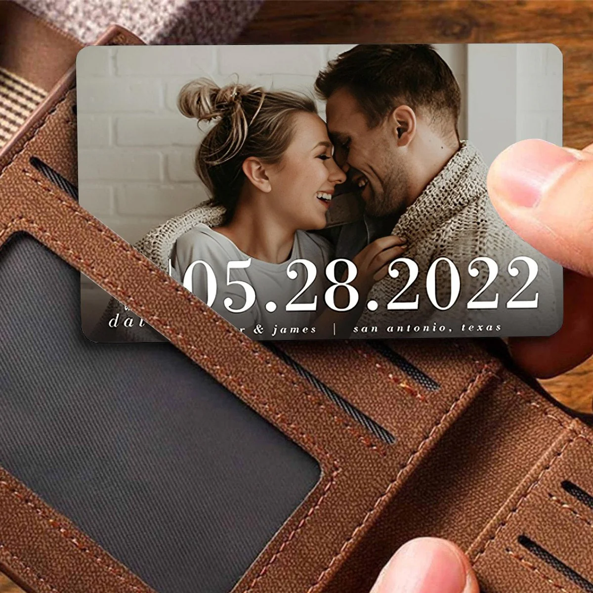 Personalized Save The Date Couple Family Anniversary Gift Metal Wallet Card - Image 3