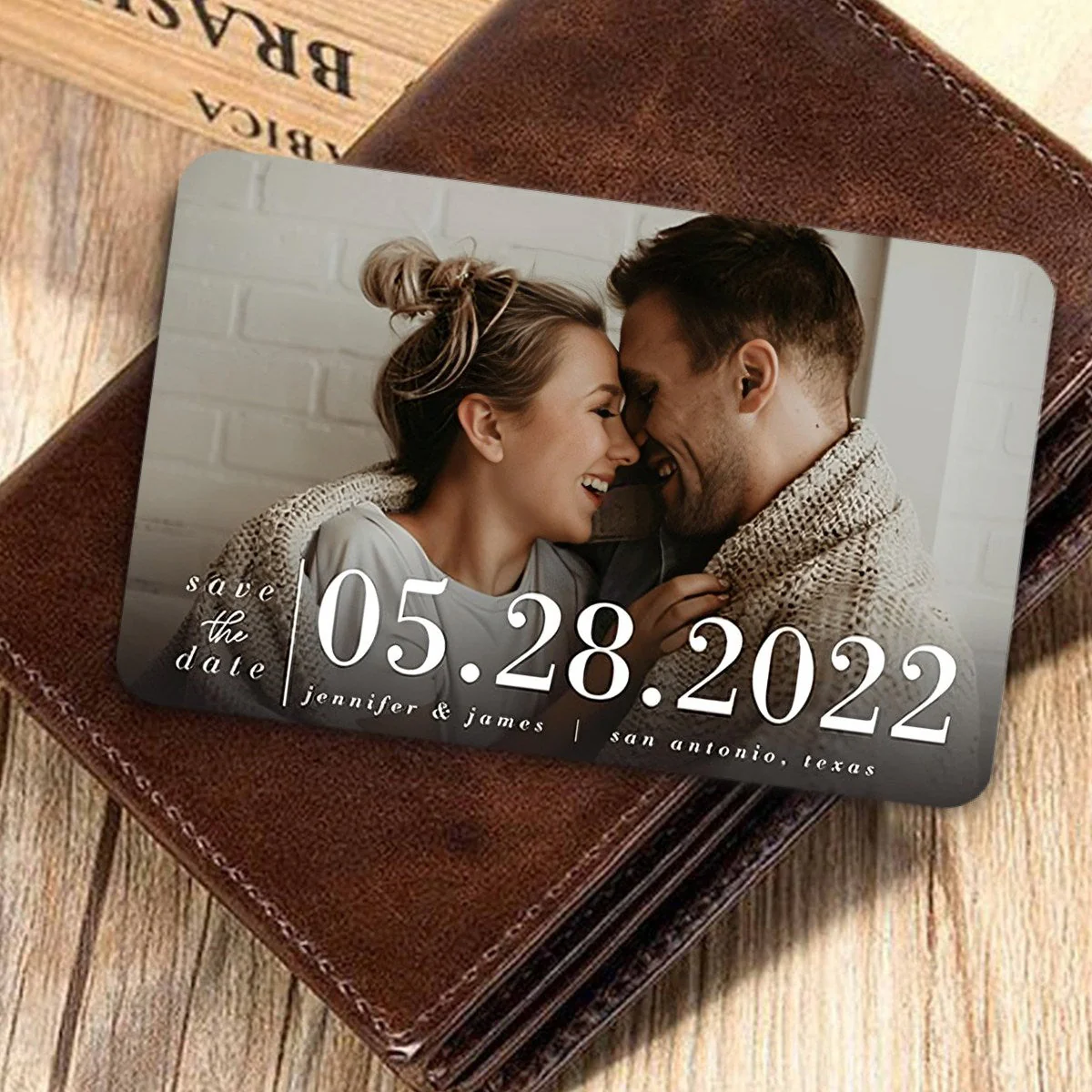 Personalized Save The Date Couple Family Anniversary Gift Metal Wallet Card - Image 4