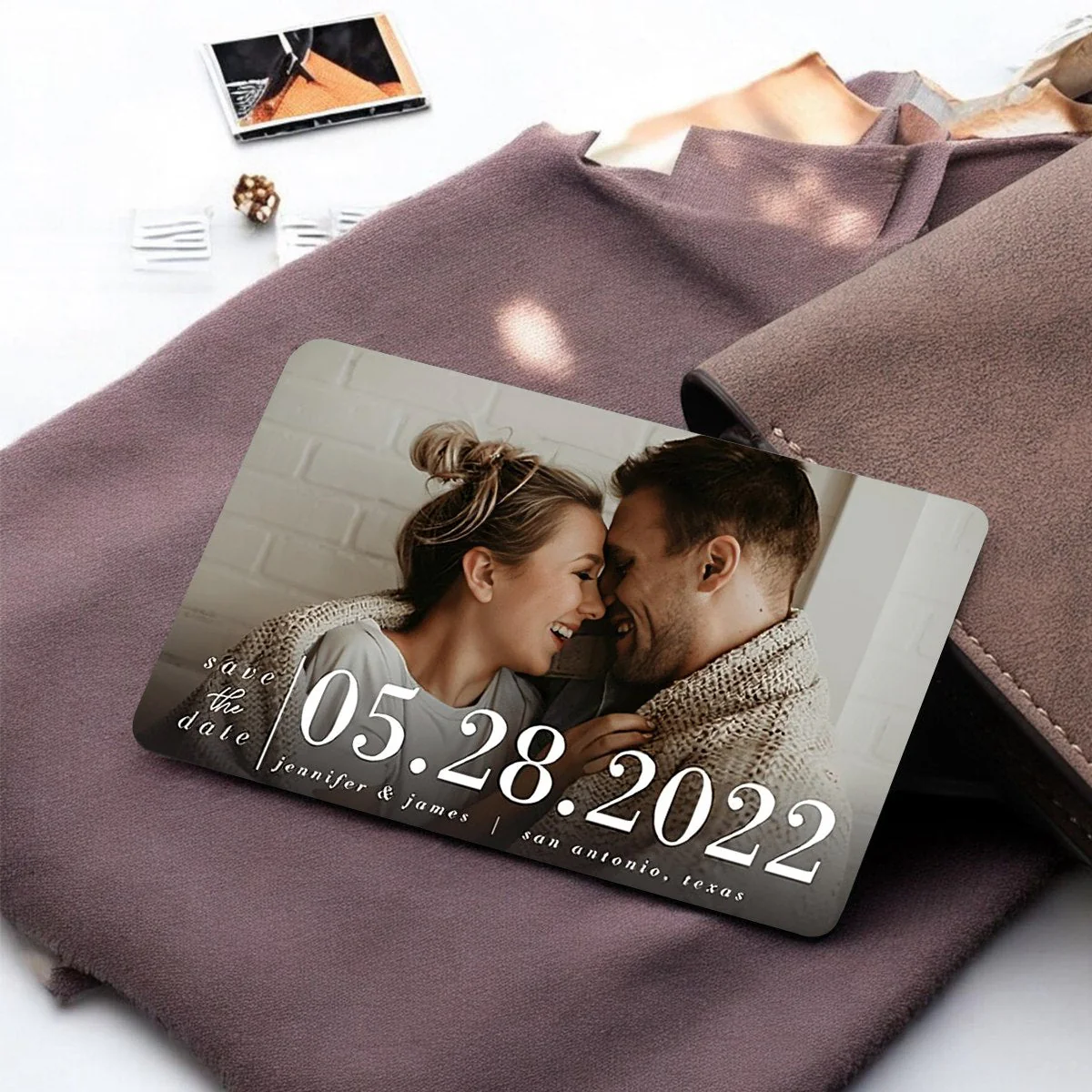 Personalized Save The Date Couple Family Anniversary Gift Metal Wallet Card - Image 6