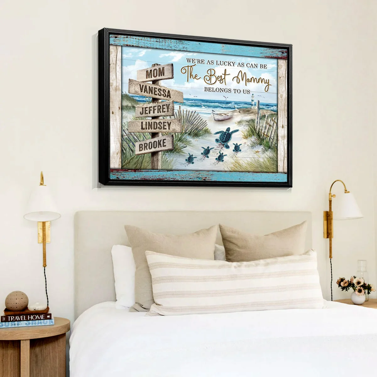 Personalized Sea Turtle Mother's Day Gift - Custom Beach Name Wall Art Canvas Poster - Image 5