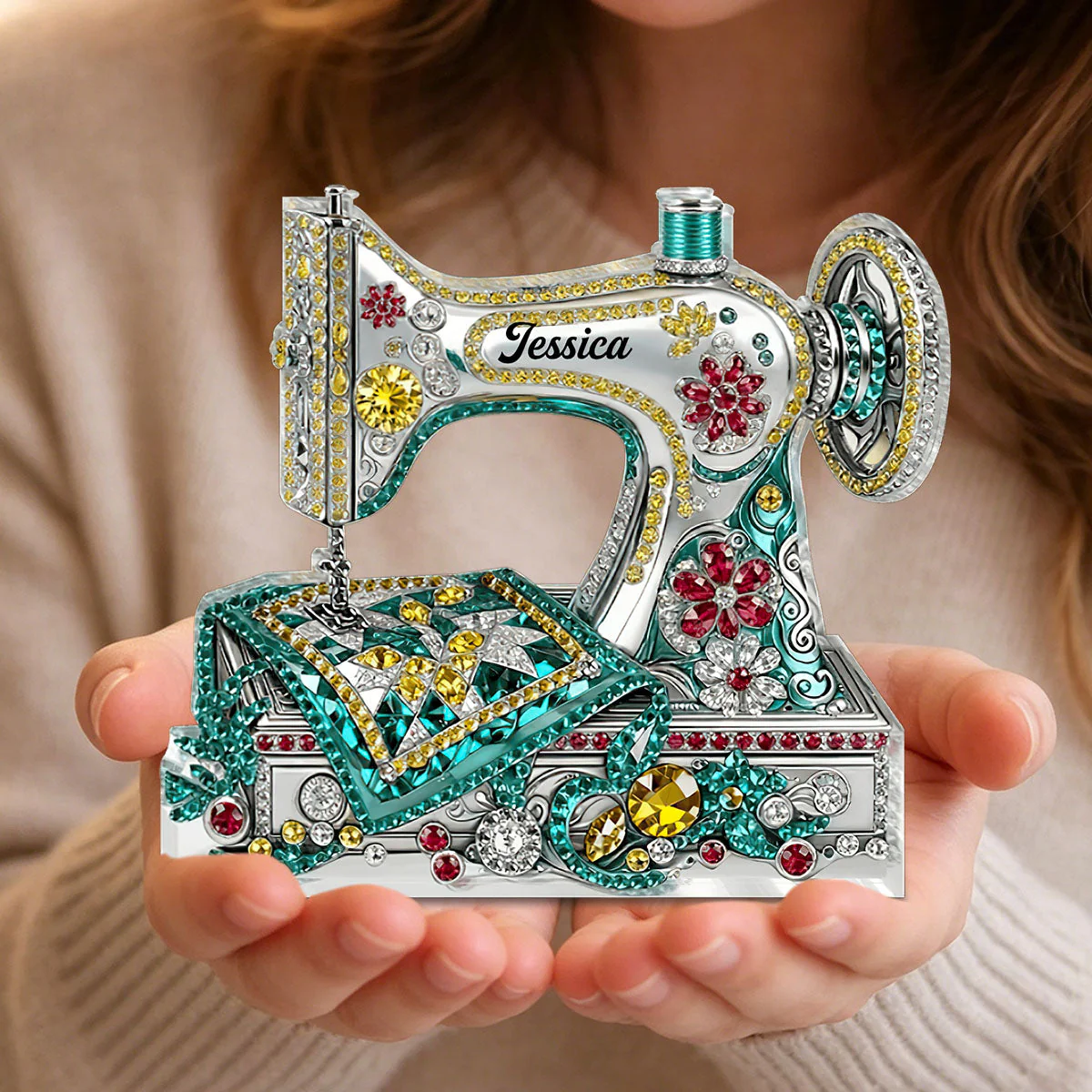 Personalized Sewing Machine Shaped Acrylic Plaque - Gift for Mom, Grandma & Daughter - Image 2