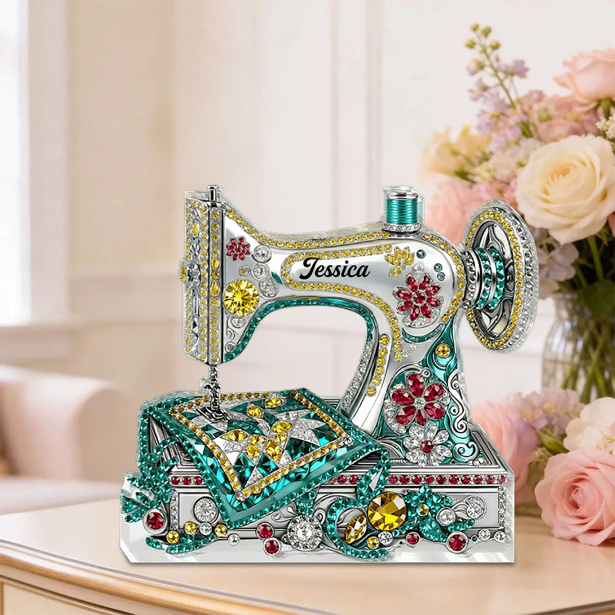 Personalized Sewing Machine Shaped Acrylic Plaque - Gift for Mom, Grandma & Daughter - Image 3
