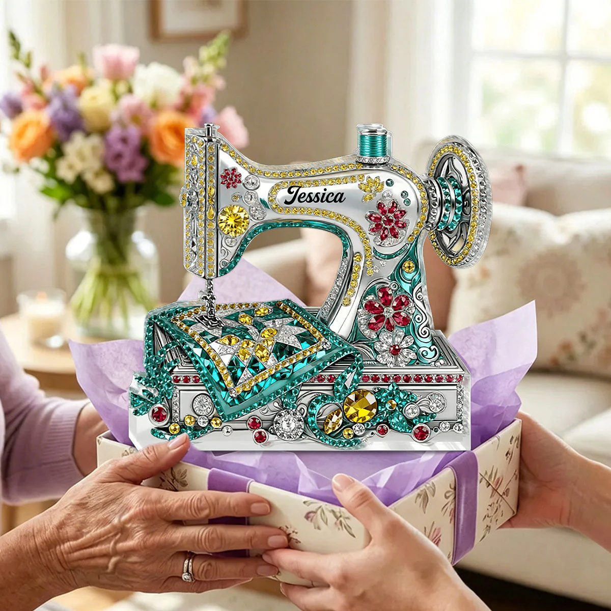 Personalized Sewing Machine Shaped Acrylic Plaque - Gift for Mom, Grandma & Daughter - Image 4
