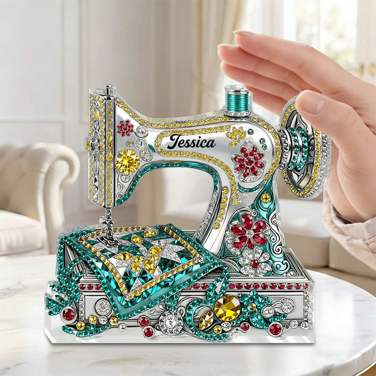 Personalized Sewing Machine Shaped Acrylic Plaque - Gift for Mom, Grandma & Daughter - Image 6