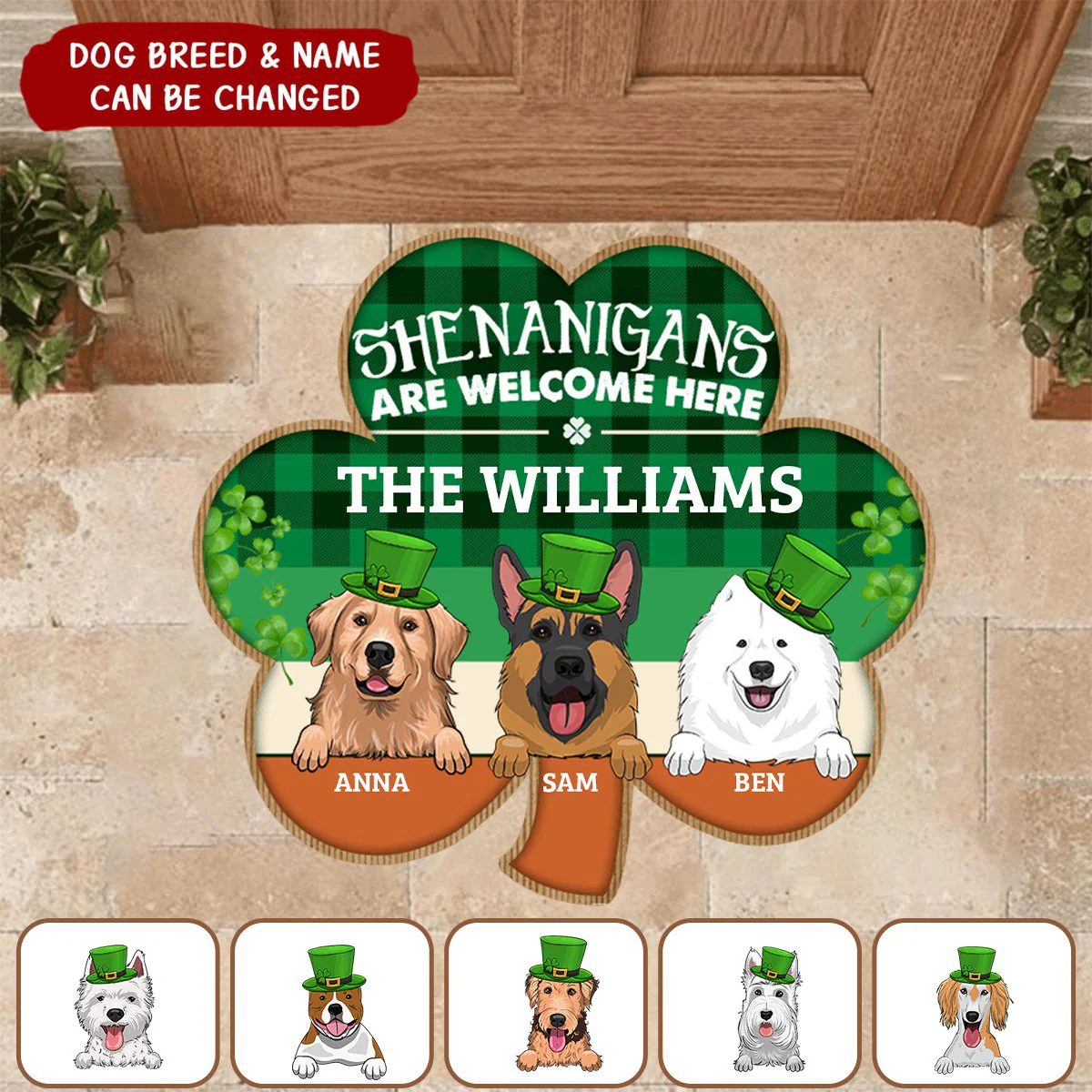 Personalized Shamrock Shaped For Dog Lovers Rug - Image 3