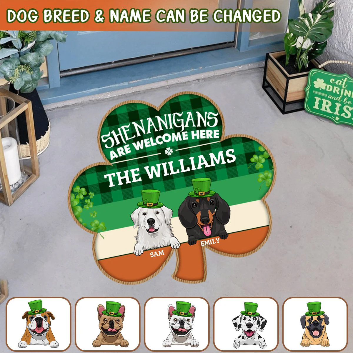 Personalized Shamrock Shaped For Dog Lovers Rug - Image 4