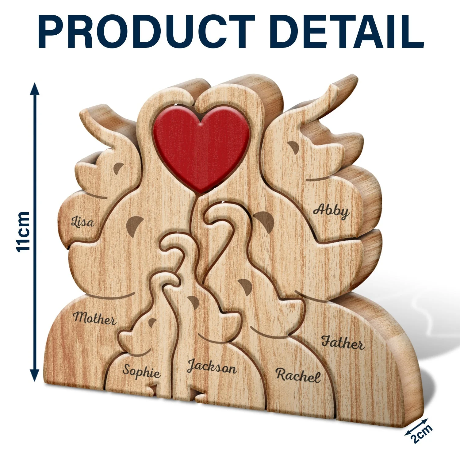Personalized Shaped Elephant Wooden Puzzle Gift For Mother, Father, Family - Image 4