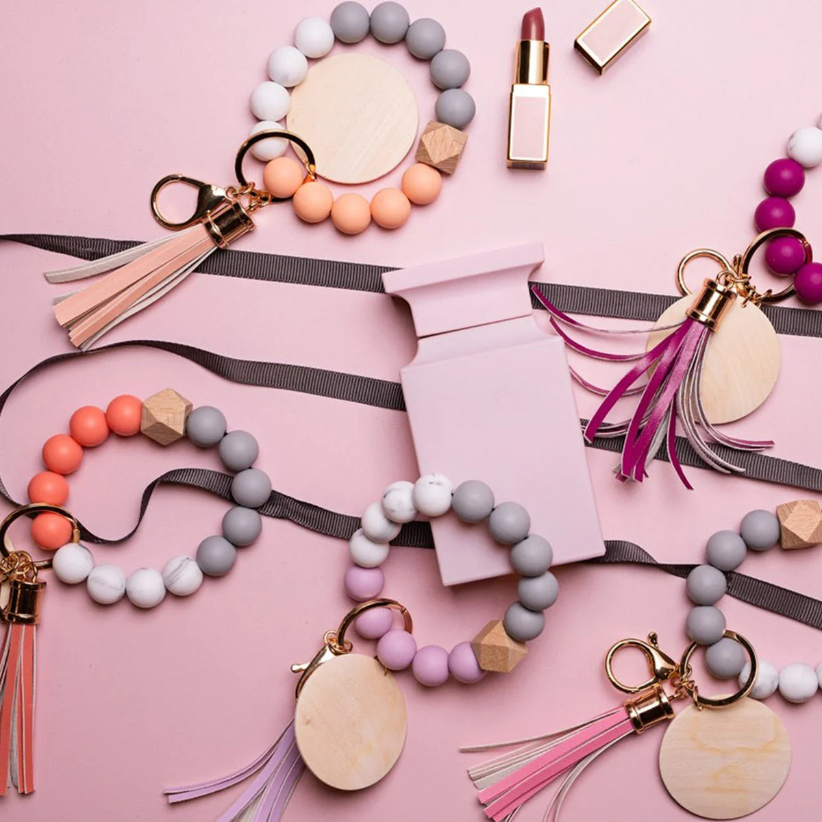 Personalized Silicone Wristlet Keychain Bracelet - Image 8