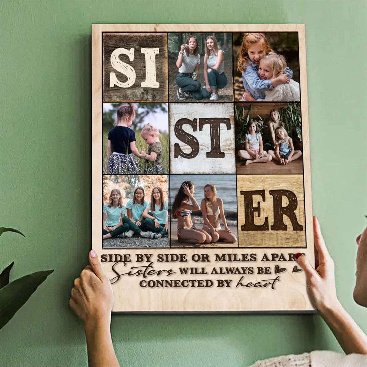 Personalized Sister Photo Collage Canvas Poster,Always Sister Gifts - Image 2
