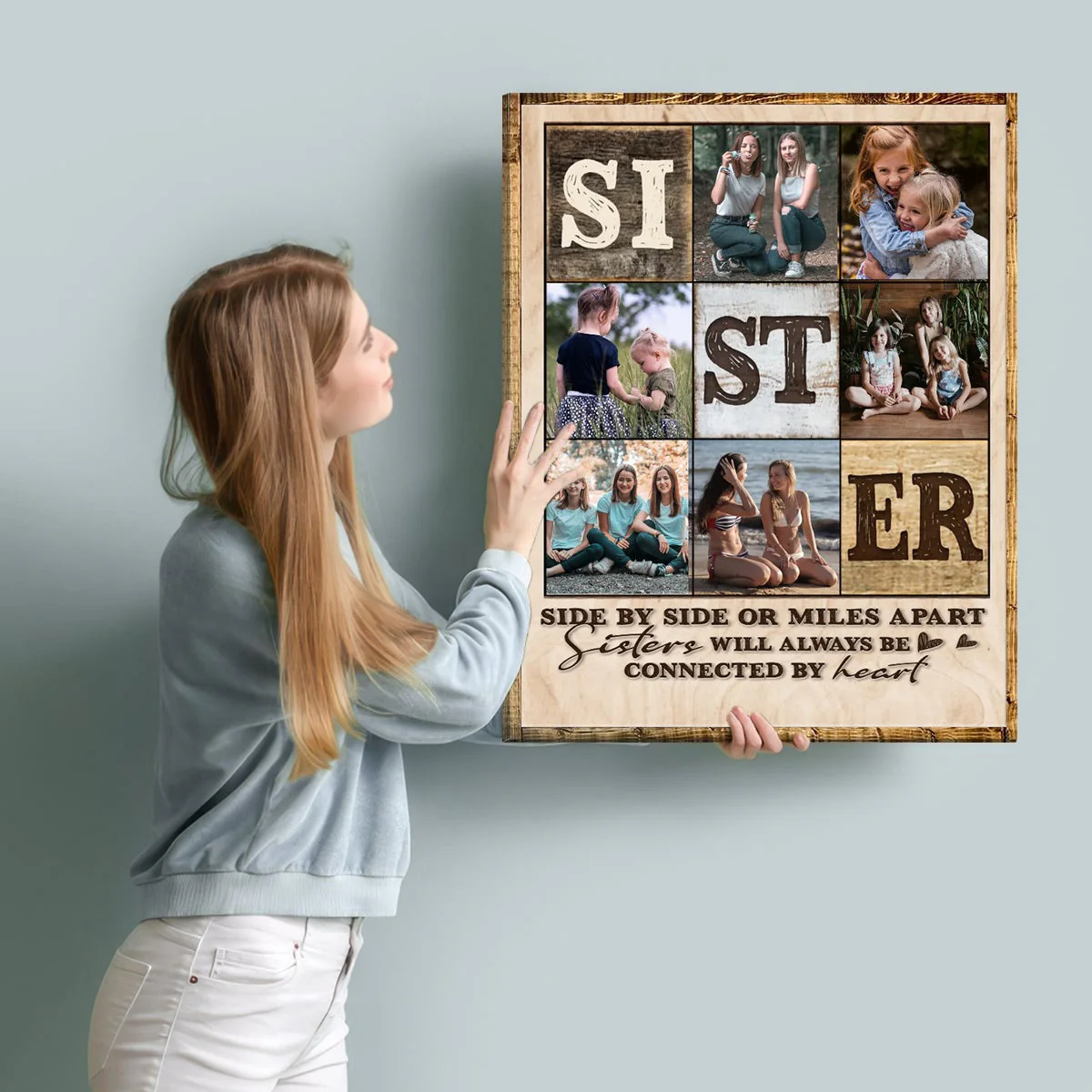 Personalized Sister Photo Collage Canvas Poster,Always Sister Gifts - Image 4
