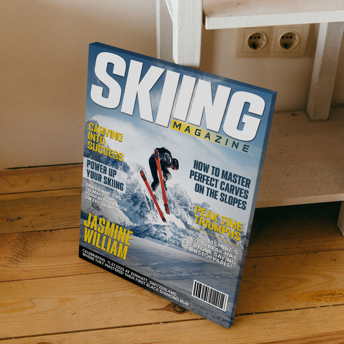Personalized Skiing Magazine Cover Canvas Custom Sport Magazine Cover, Skiing Player Gift, Unique Gifts For Skiing Player - Image 2