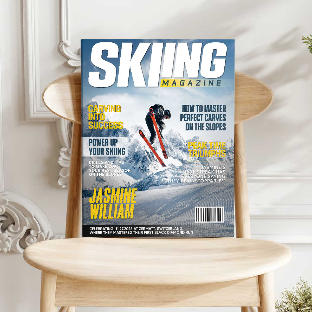 Personalized Skiing Magazine Cover Canvas Custom Sport Magazine Cover, Skiing Player Gift, Unique Gifts For Skiing Player - Image 3