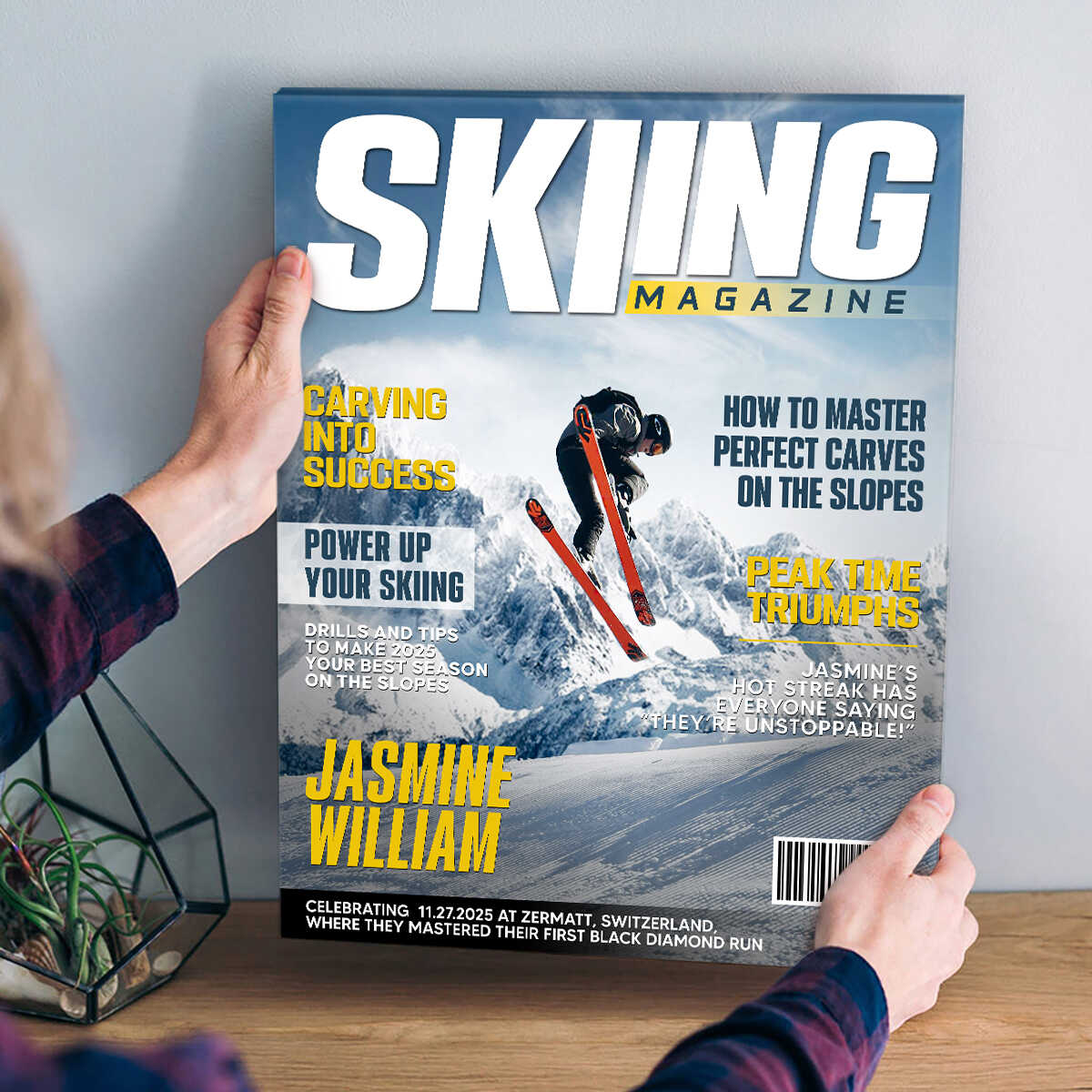 Personalized Skiing Magazine Cover Canvas Custom Sport Magazine Cover, Skiing Player Gift, Unique Gifts For Skiing Player - Image 4