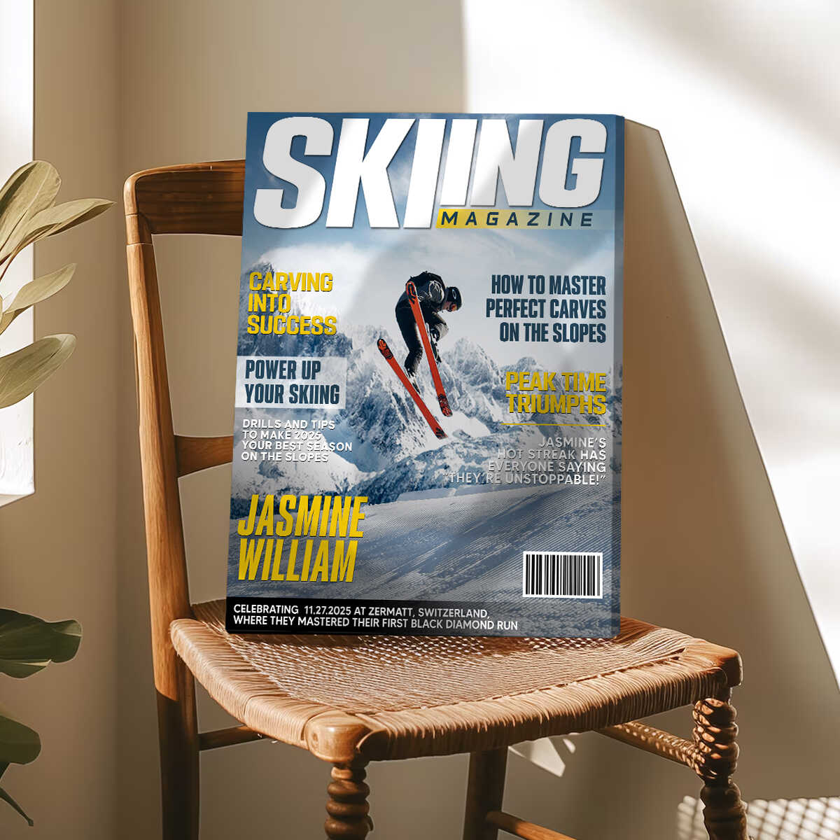 Personalized Skiing Magazine Cover Canvas Custom Sport Magazine Cover, Skiing Player Gift, Unique Gifts For Skiing Player - Image 6