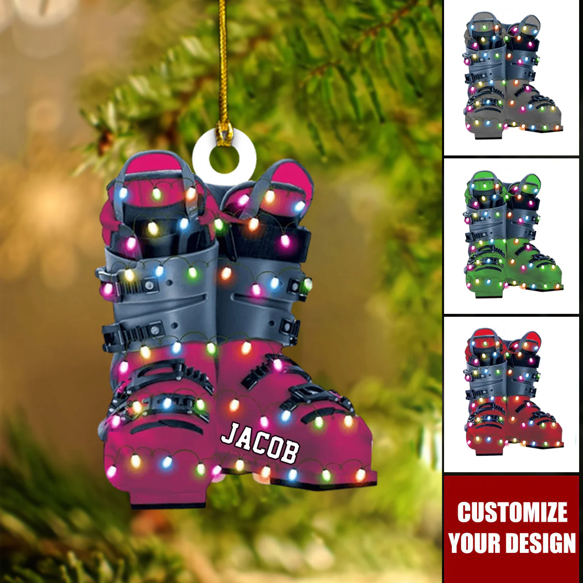 Personalized Skiing Shoes Christmas Ornaments - Gift For Skiing Lovers - Image 3