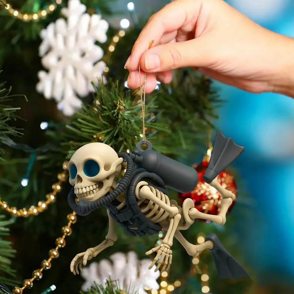 Personalized Skull Diving Christmas Acrylic Ornament - Image 4