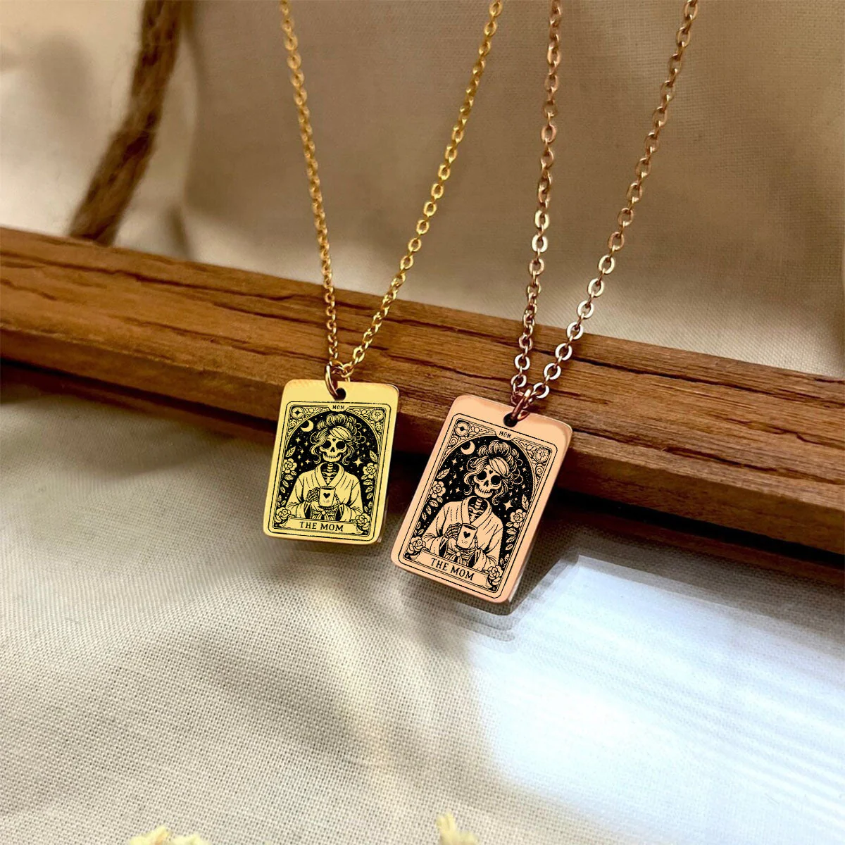 Personalized Skull Mom Kids Tarot Card Necklace Gift for Grandma Mom - Image 10