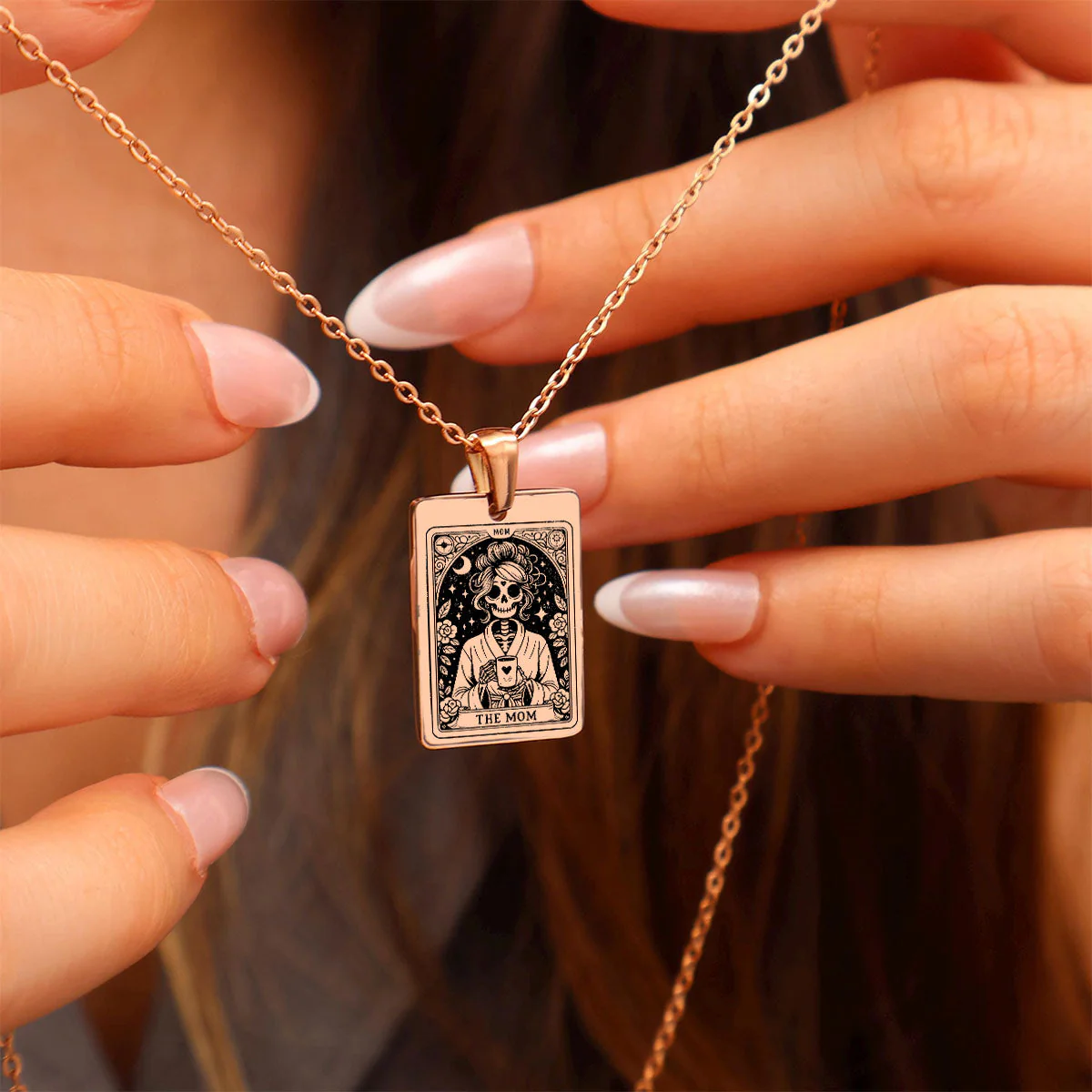 Personalized Skull Mom Kids Tarot Card Necklace Gift for Grandma Mom - Image 7