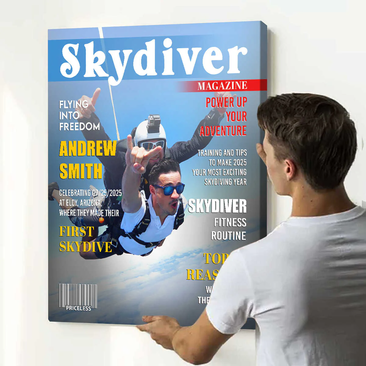 Personalized Skydiver Magazine Cover, Custom Skydiver Photo Canvas, Skydiving Adventure Canvas, Skydiver Gift, Birthday Gift - Image 3