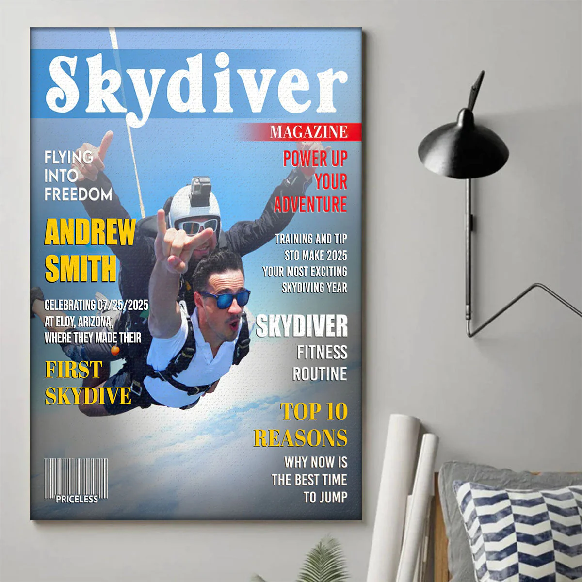 Personalized Skydiver Magazine Cover, Custom Skydiver Photo Canvas, Skydiving Adventure Canvas, Skydiver Gift, Birthday Gift - Image 4