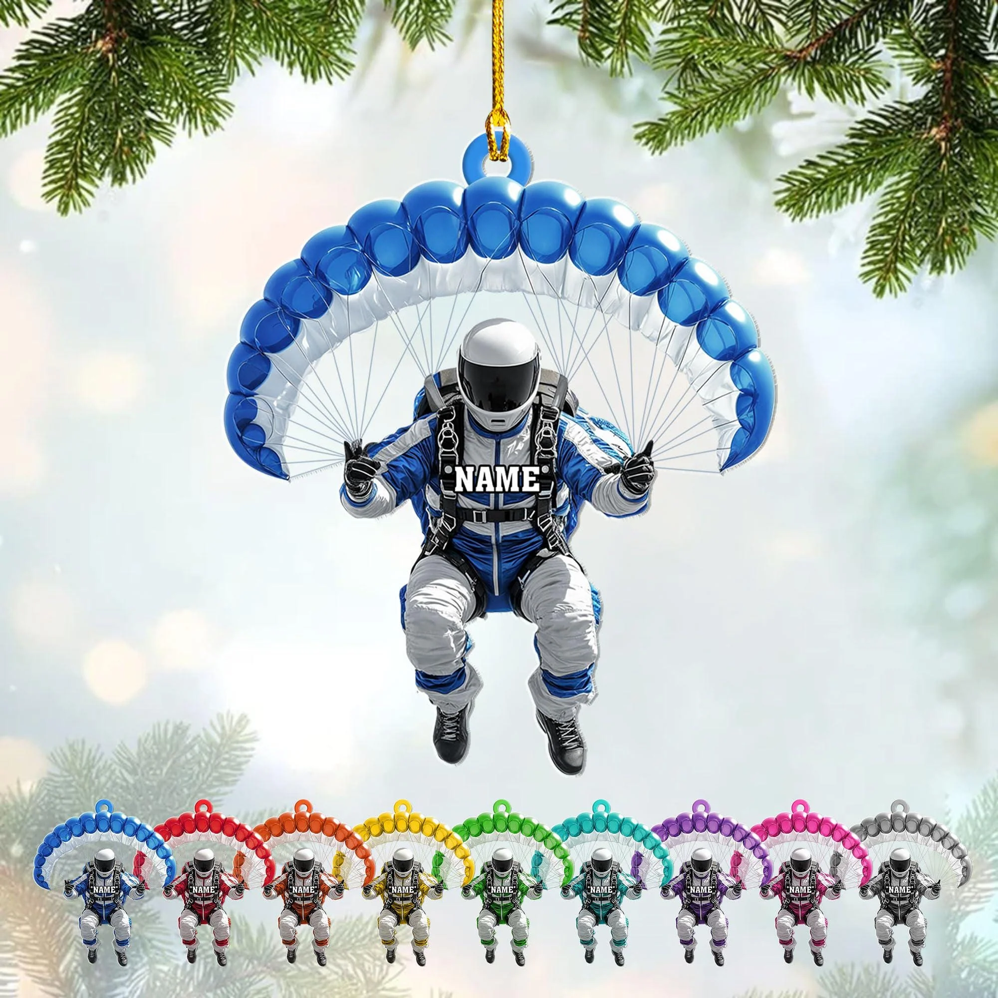 Personalized Skydiving Christmas Acrylic Ornament