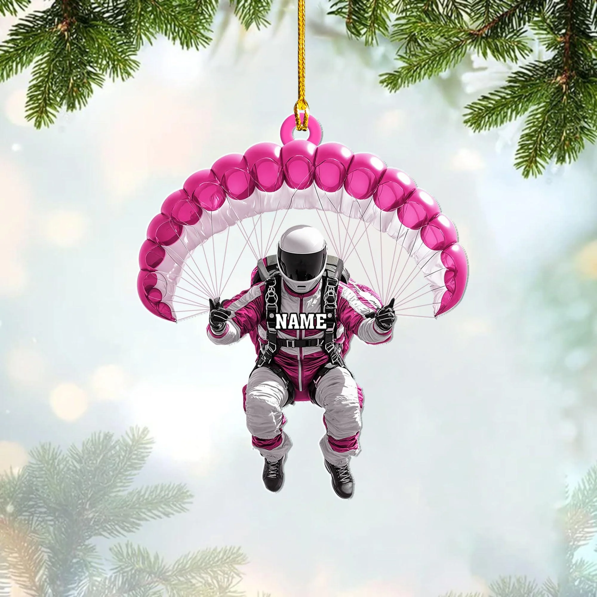 Personalized Skydiving Christmas Acrylic Ornament - Image 3