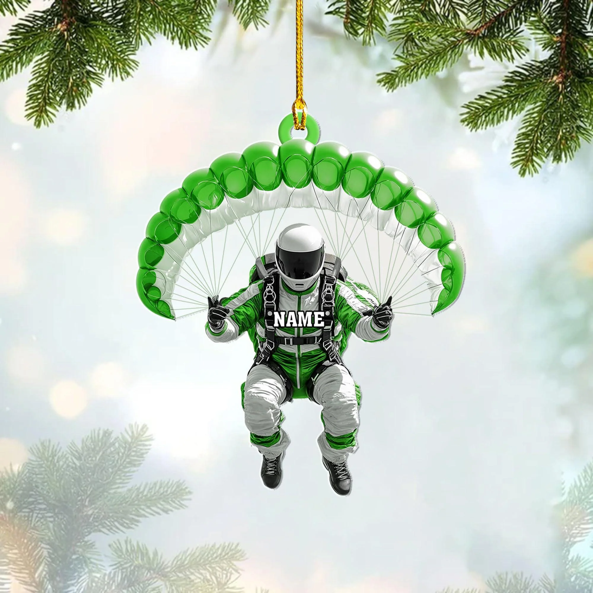 Personalized Skydiving Christmas Acrylic Ornament - Image 5