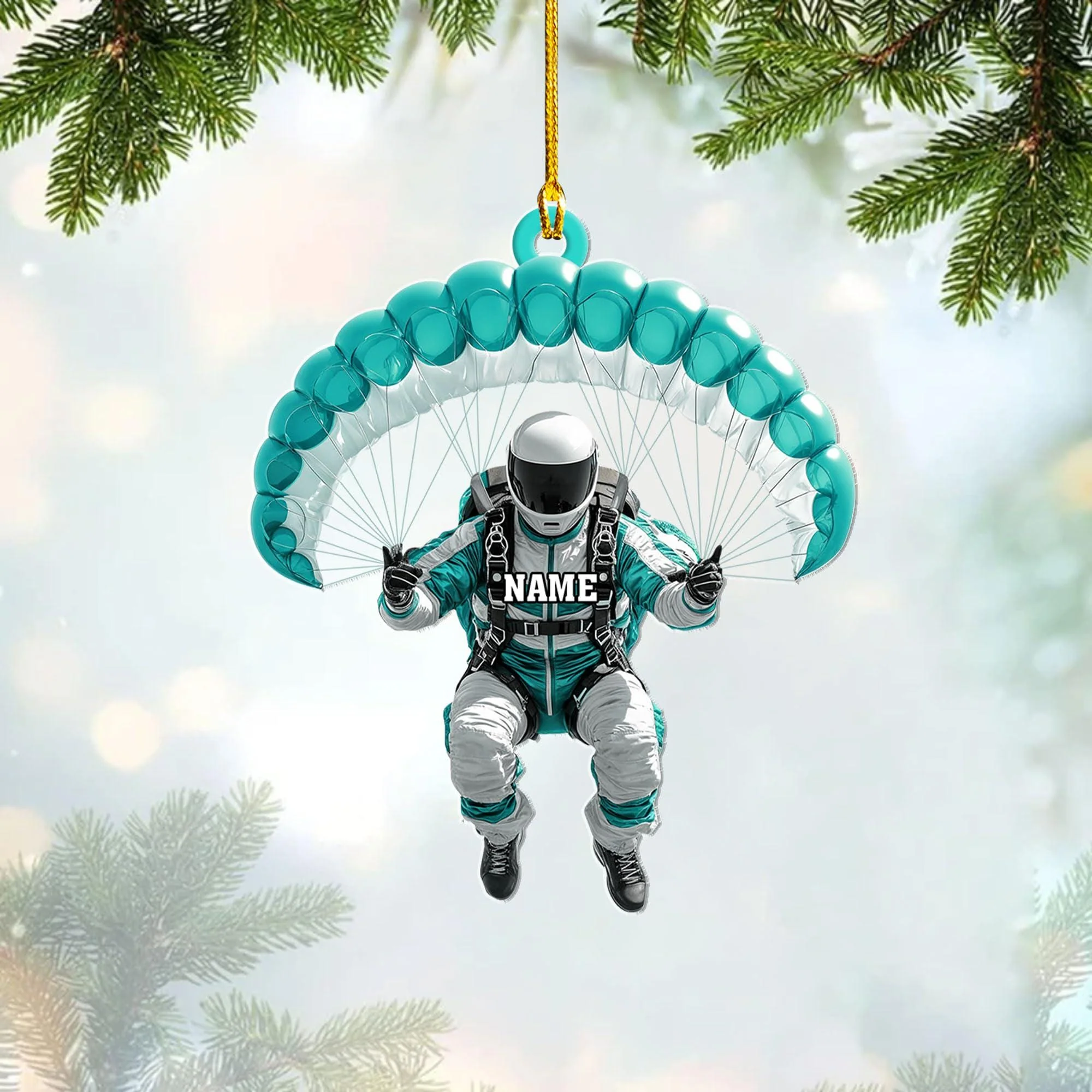 Personalized Skydiving Christmas Acrylic Ornament - Image 6