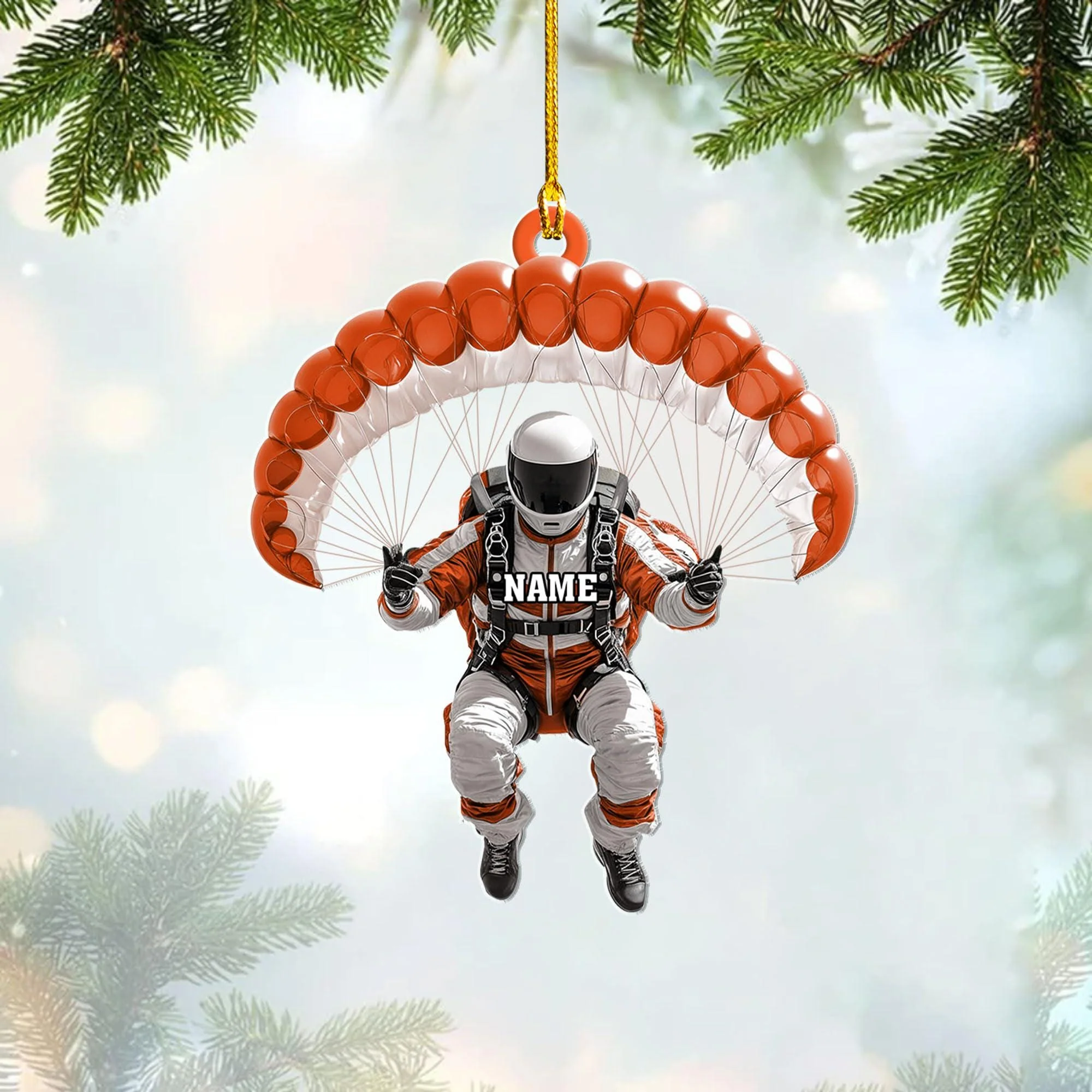 Personalized Skydiving Christmas Acrylic Ornament - Image 8