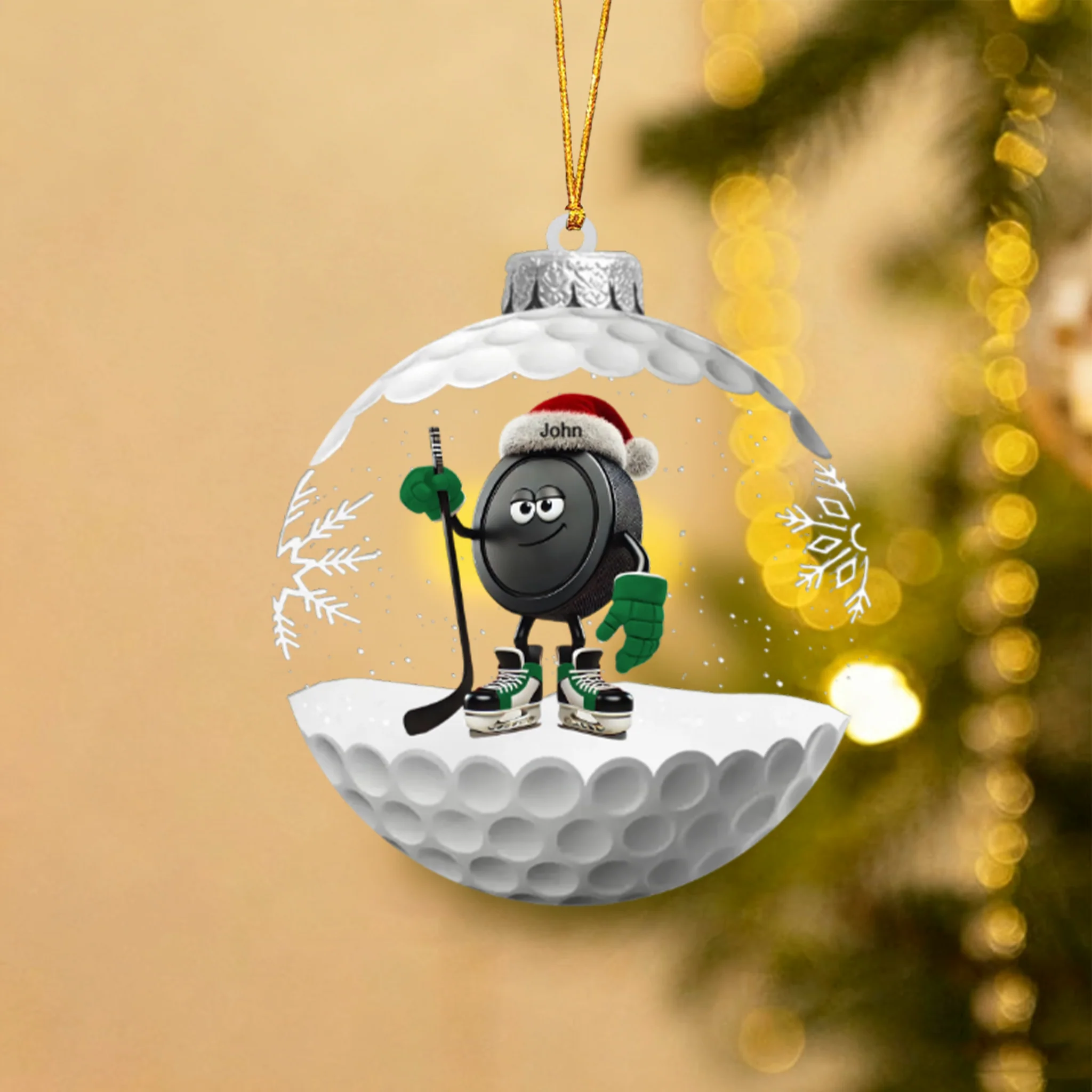 Personalized Snowball Ice Hockey Ornament - Image 2