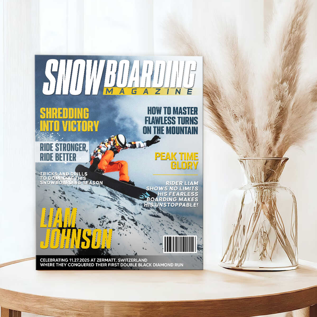 Personalized Snowboarding Magazine Cover Canvas, Snowboarding Player Gift, Unique Gifts For Snowboarding Lover - Image 4