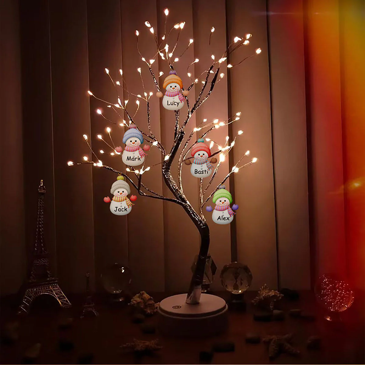 Personalized Snowman Family LED Tree Light - Image 3