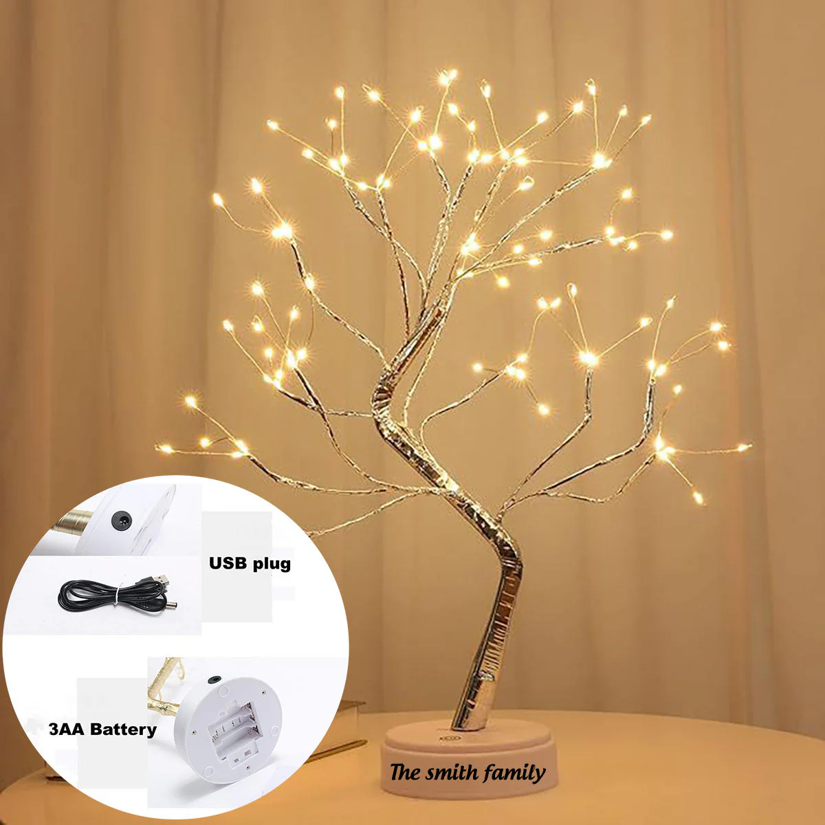 Personalized Snowman Family LED Tree Light - Image 7