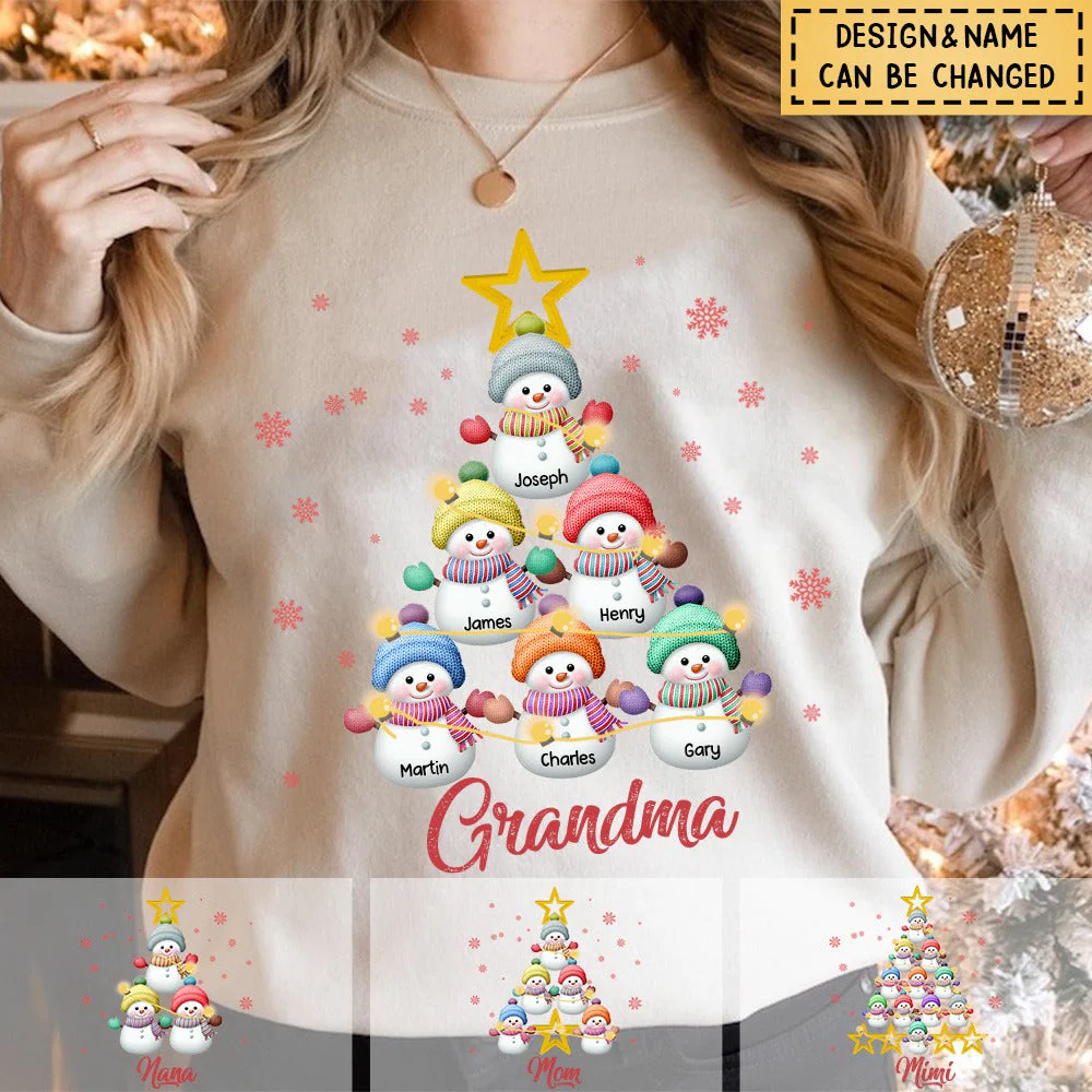 Personalized Snowman Kids Christmas Tree Sweatshirt - Image 2