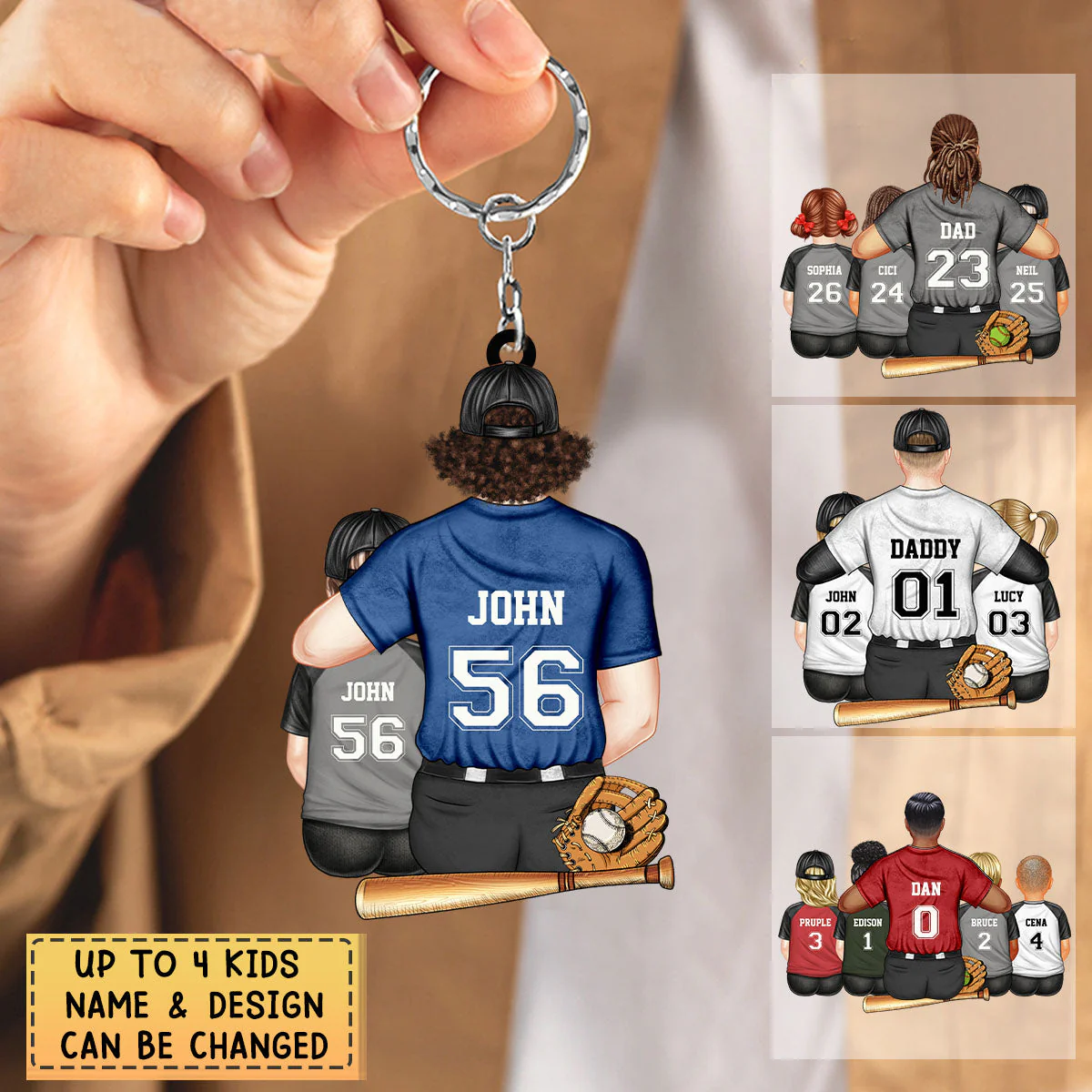 Personalized Softball/Baseball Dad Acrylic Keychain-Gift For Sport Dad - Image 2