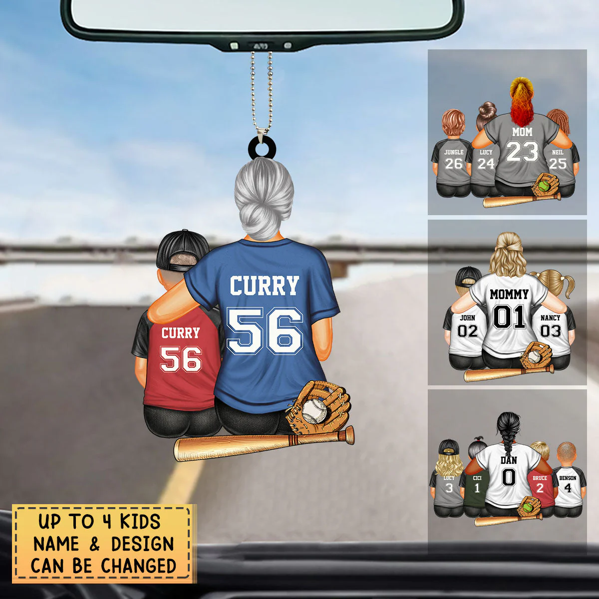 Personalized Softball/Baseball Mom Acrylic Car Ornament- Gift For Sport Mom - Image 2