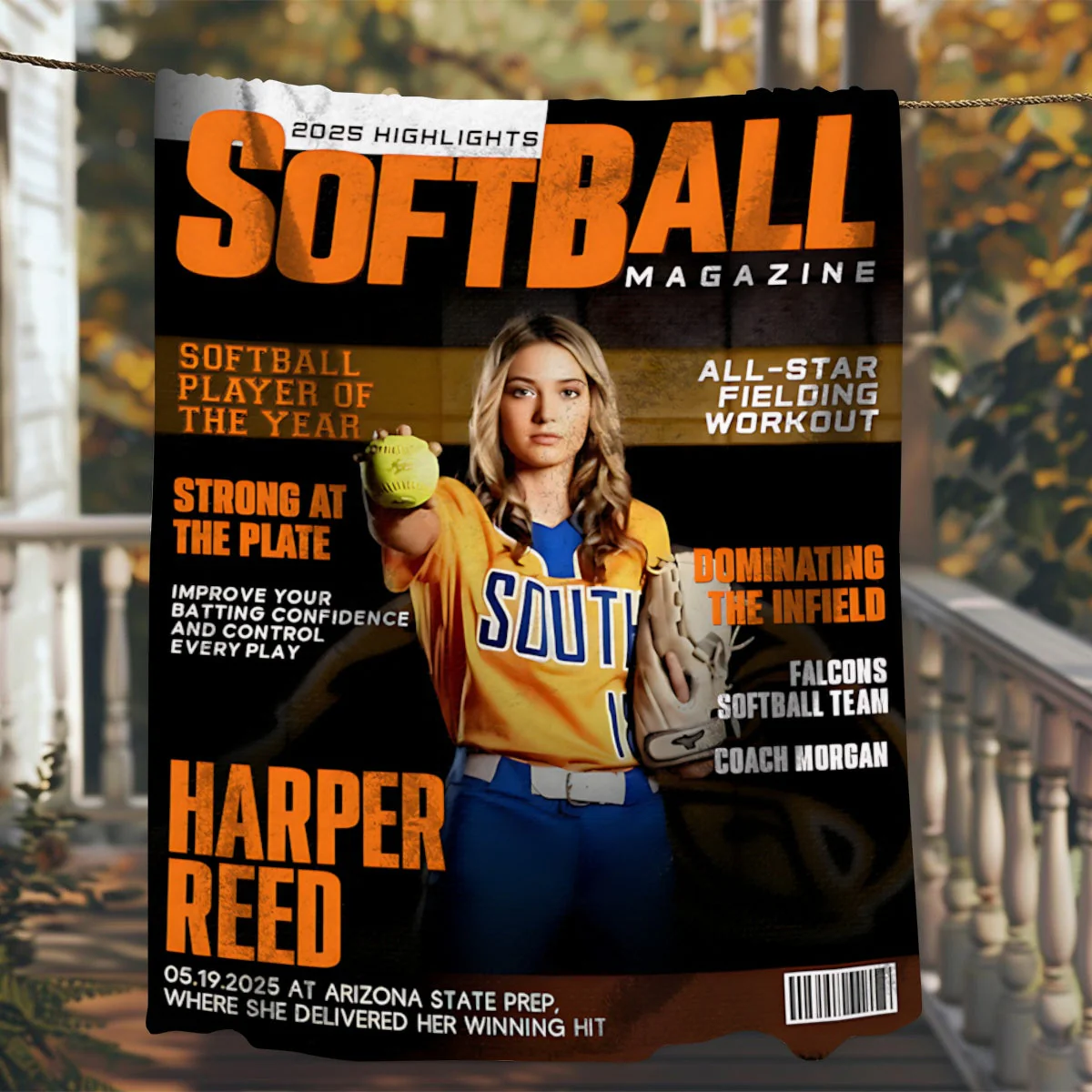 Personalized Softball Magazine Cover Blanket, Custom Sport Magazine Cover, Softball Player Gift - Image 3