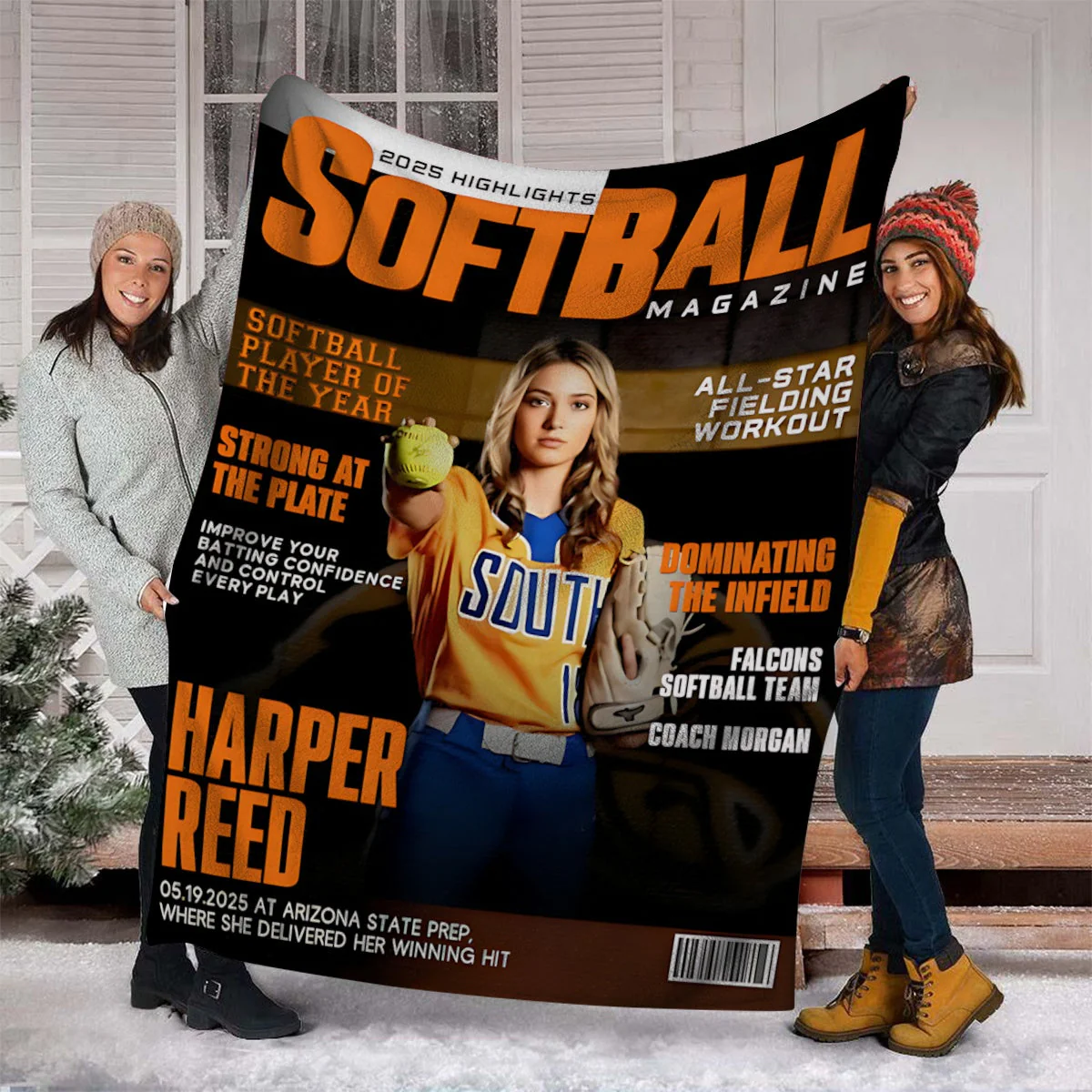 Personalized Softball Magazine Cover Blanket, Custom Sport Magazine Cover, Softball Player Gift - Image 4