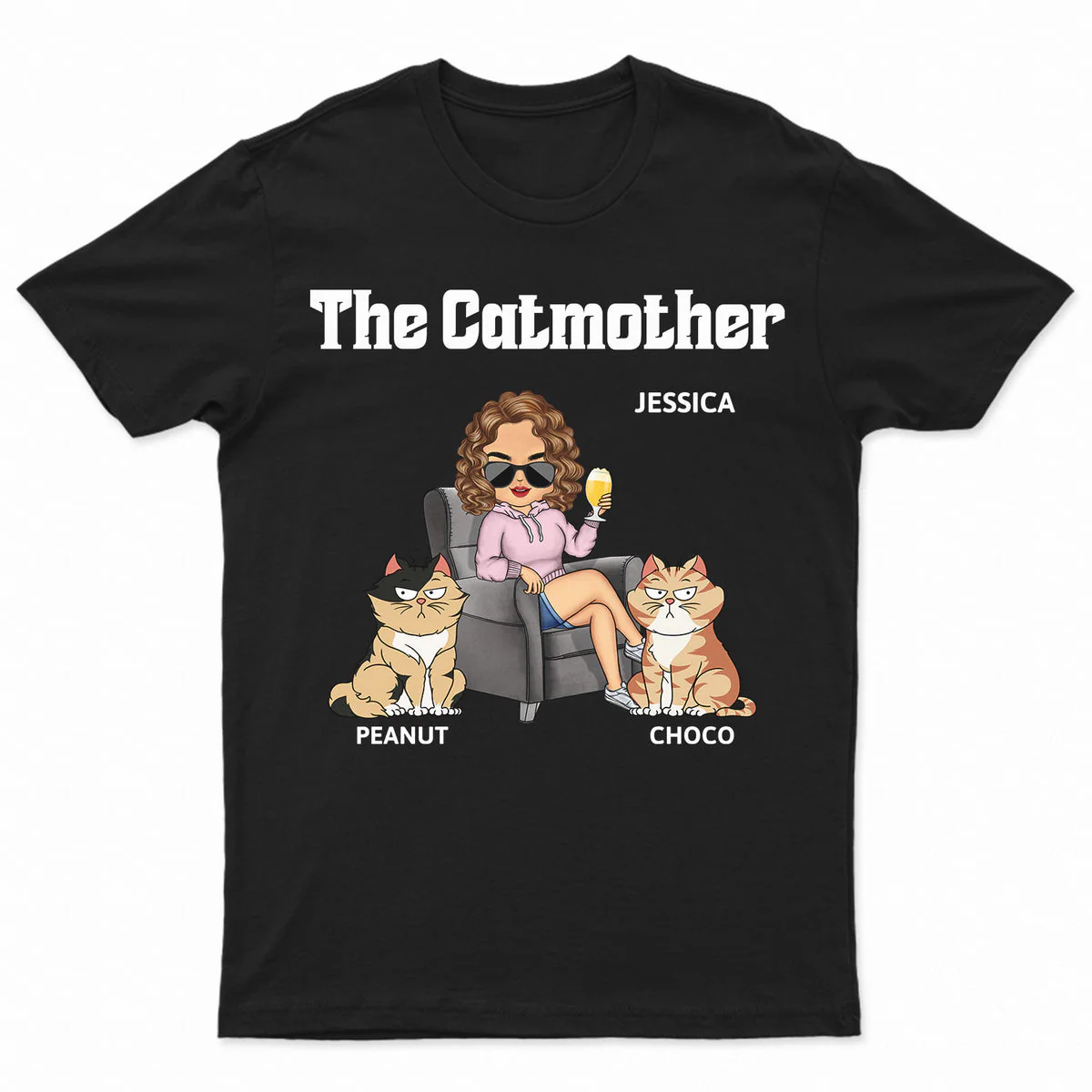 Personalized T-shirt - The Cat Mother - Gift For Cat Moms,Cat Lovers,Women