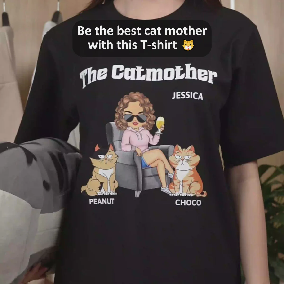 Personalized T-shirt - The Cat Mother - Gift For Cat Moms,Cat Lovers,Women - Image 3