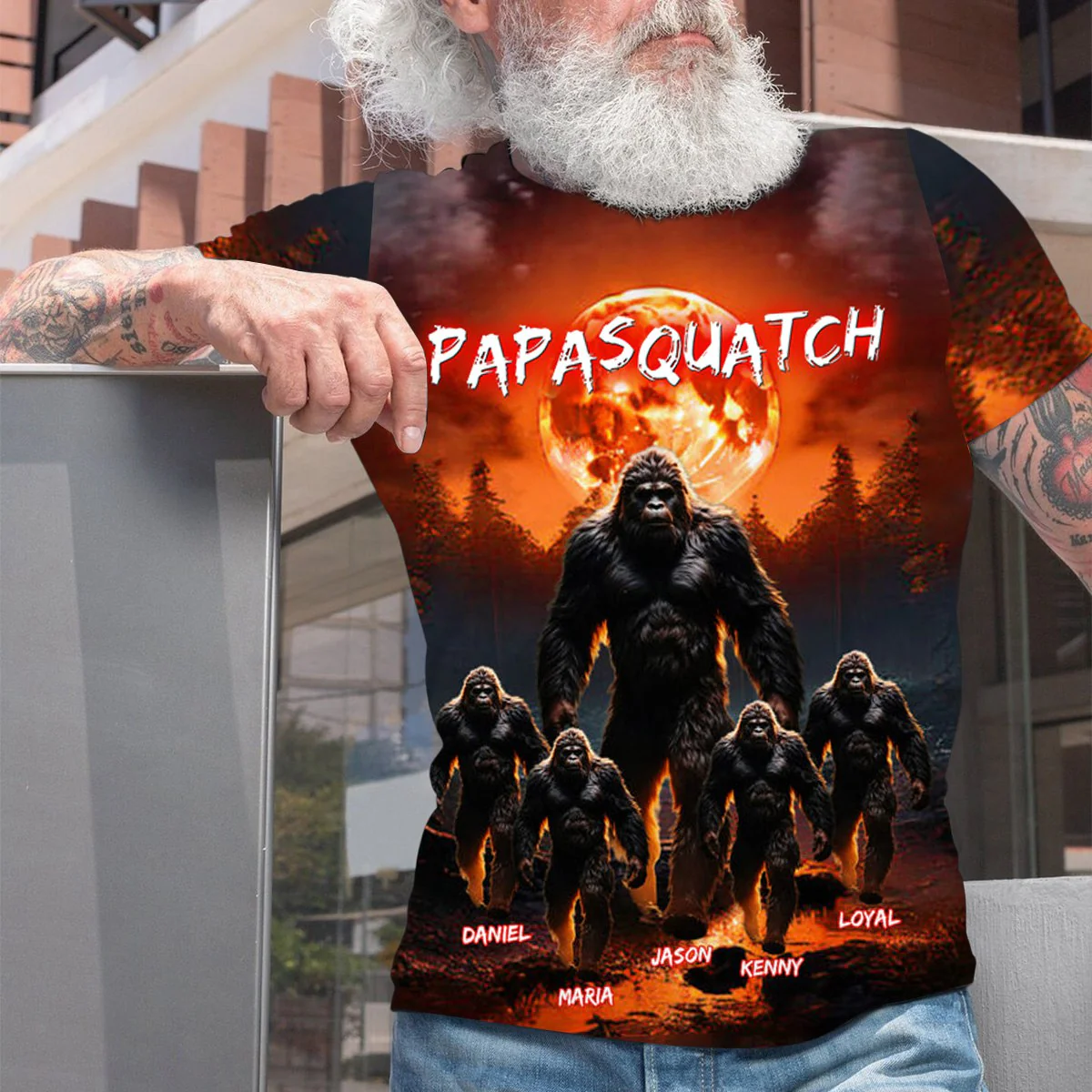 Personalized Squatch All-over Print T Shirt Gift For Dad, Grandpa - Image 2