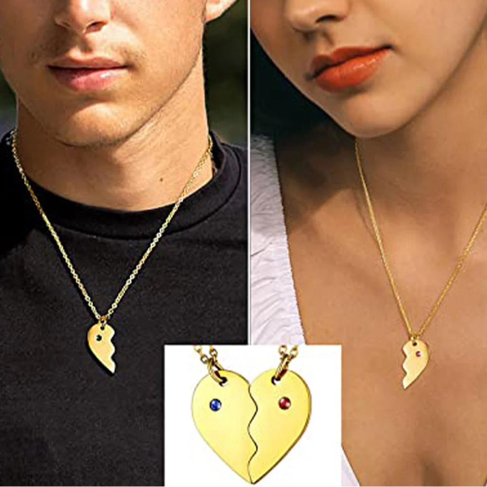 Personalized Stainless Steel Birthstone Heart Necklaces For Couple,Friends - Image 4