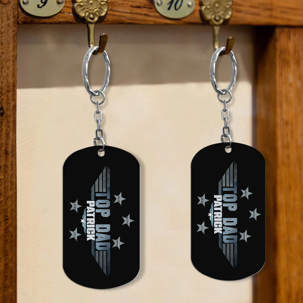 Personalized Stainless Steel Top Dad Keychain - Image 4